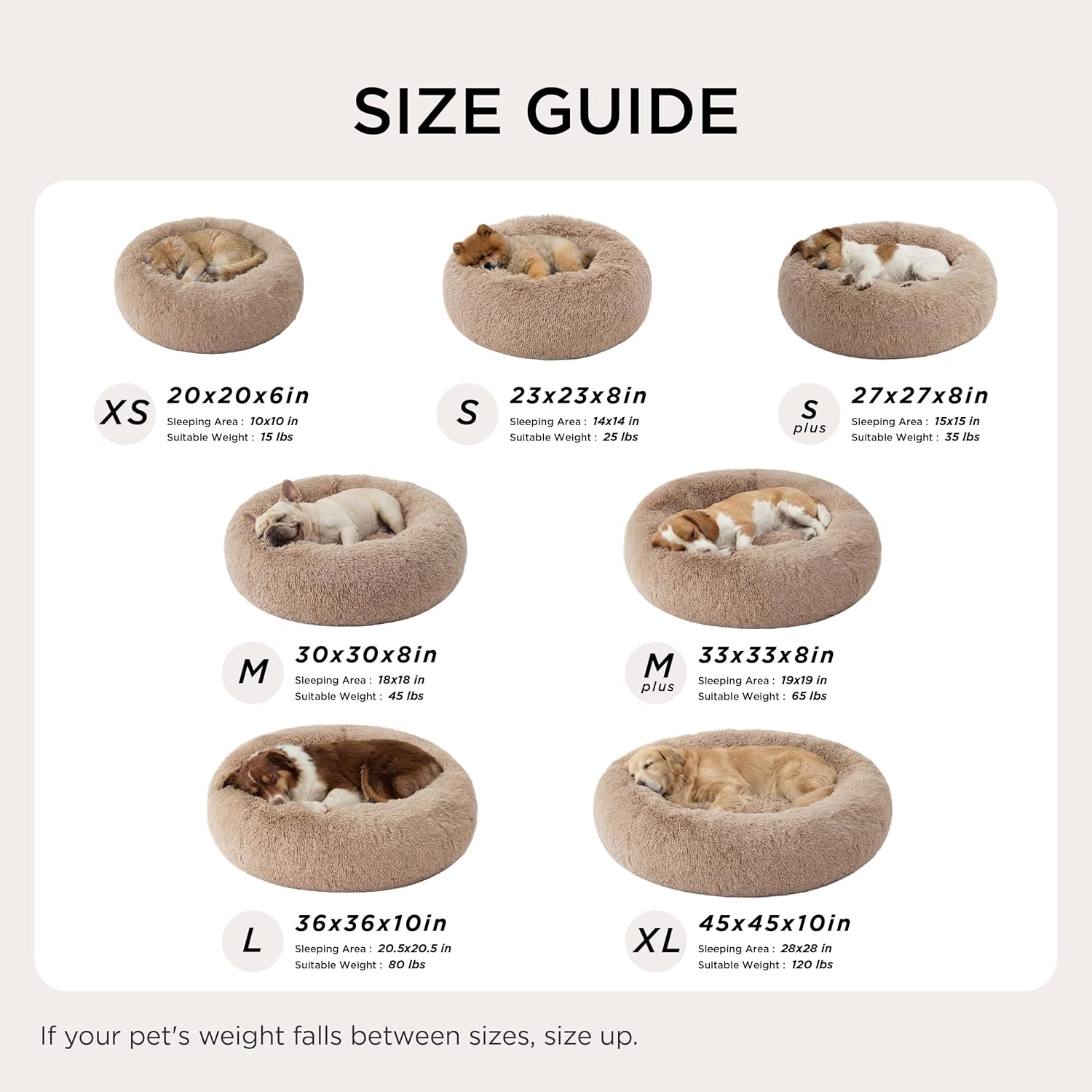 Bedsure Calming Cat Beds for Indoor Cats - Small Cat Bed Washable 20 inches, Anti-Slip Round Fluffy Plush Faux Fur Pet Bed, Fits up to 15 lbs Pets, Camel - Image 8