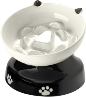 Y YHY Ceramic Cat Slow Feeder, Elev...