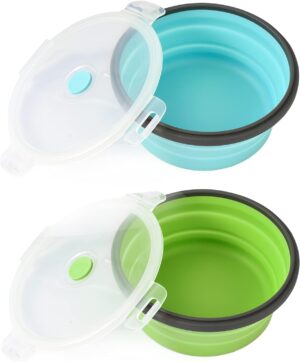 Collapsible Dog Bowls with Lids, 2 ...
