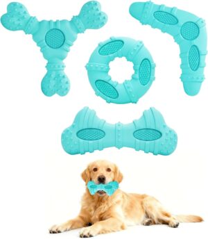 Natural Rubber Dog Chew Toys 4Pack,...