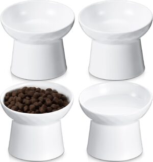 Tanlade 4 Pcs Ceramic Raised Cat Bo...