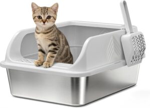 Stainless Steel Litter Box with Lid...