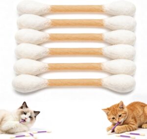 6Pack Cotton Swabs Cat Toys with Ca...
