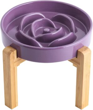 8.66 in Purple Dog Bowl Ceramic Slo...