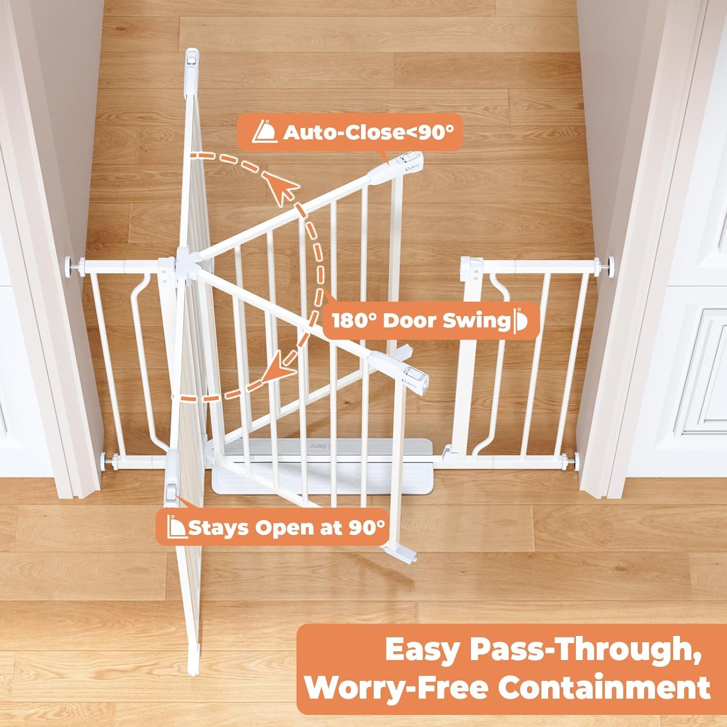 Baby Gate No Drilling, 29"-40" Auto Close Dog Gate Indoor for Doorways & Stairs, Pressure Mounted Adjustable Pet Gate, Easy Walk Through Child Gate for Children & Pets Stroller Friendly, White - Image 3