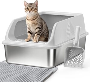 Stainless Steel Litter Box with Lid...