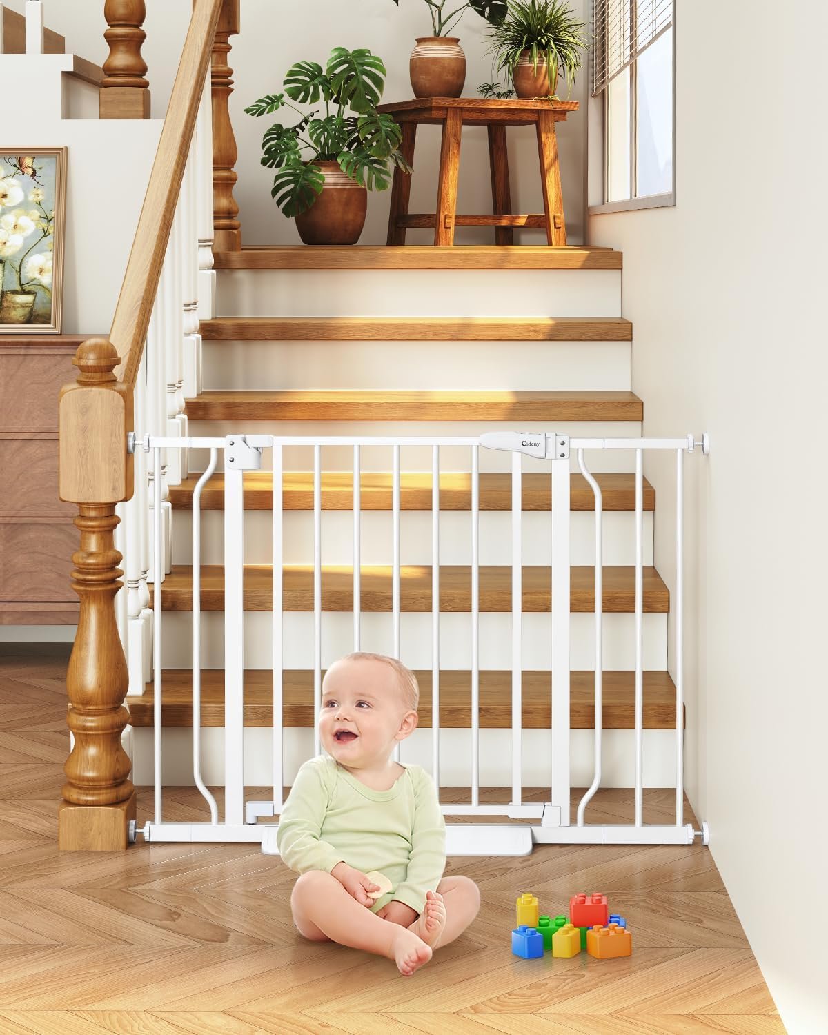 Baby Gate No Drilling, 29"-40" Auto Close Dog Gate Indoor for Doorways & Stairs, Pressure Mounted Adjustable Pet Gate, Easy Walk Through Child Gate for Children & Pets Stroller Friendly, White - Image 2