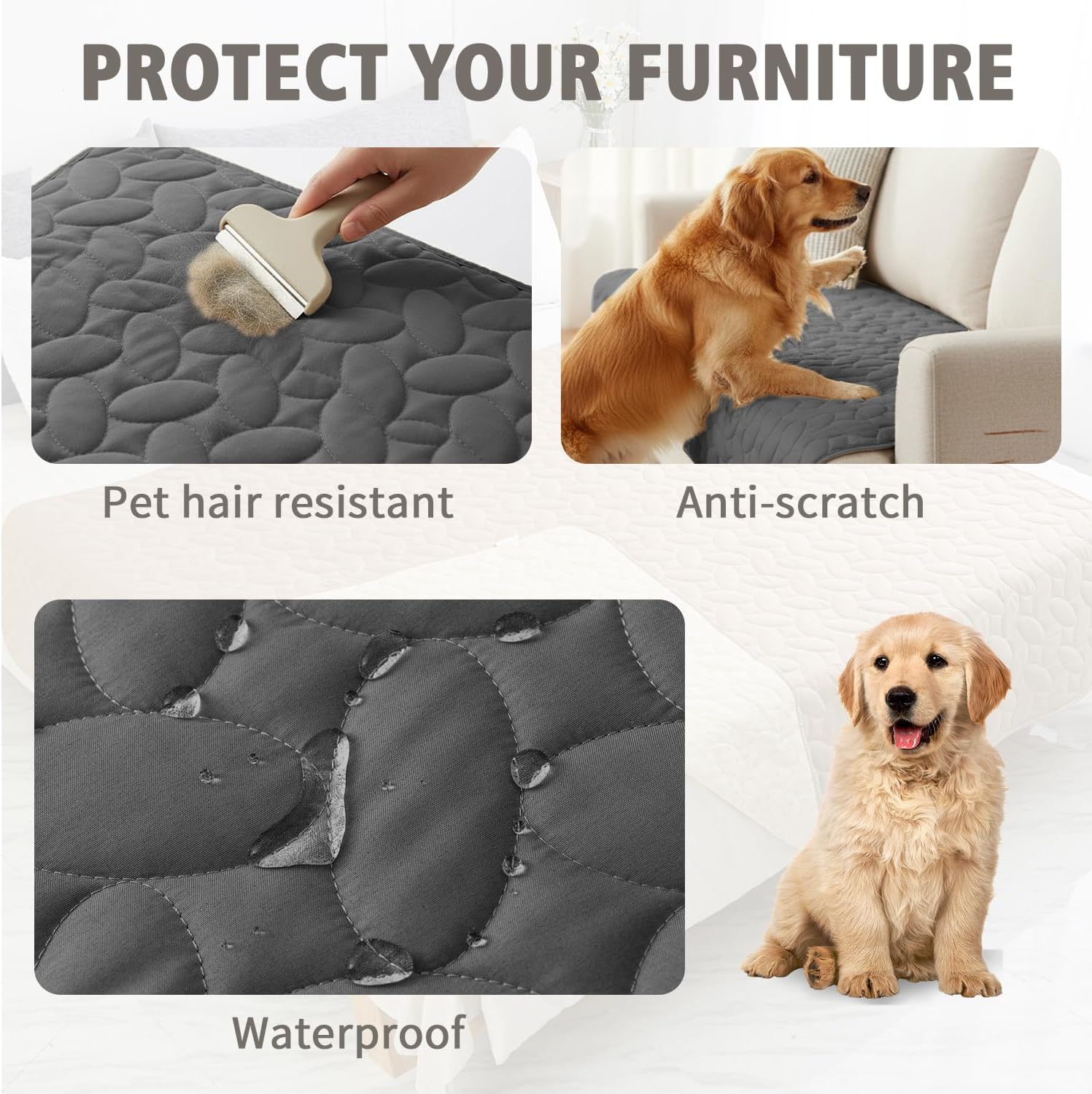 Ameritex Pet Bed Cover Dog Bed Blanket for Sofa and Furniture Waterproof New Pattern Design (30x70 Inch, Dark Grey) - Image 2