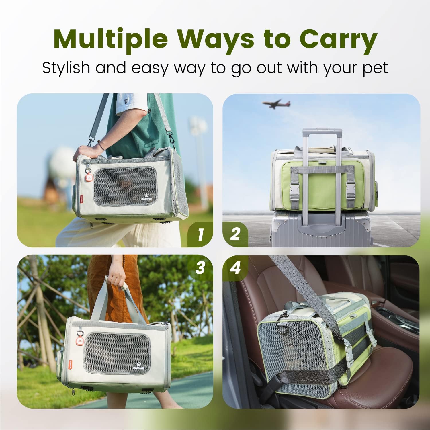 Pawaii Cat Carrier with ID Tag, TSA Airline Approved Soft Sided Collapsible Pet Travel Carrier, Portable Comfortable Convenient Foldable Cat Travel Bag - Image 7