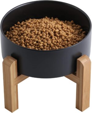 Black Elevated/Raised Dog Bowl Cera...