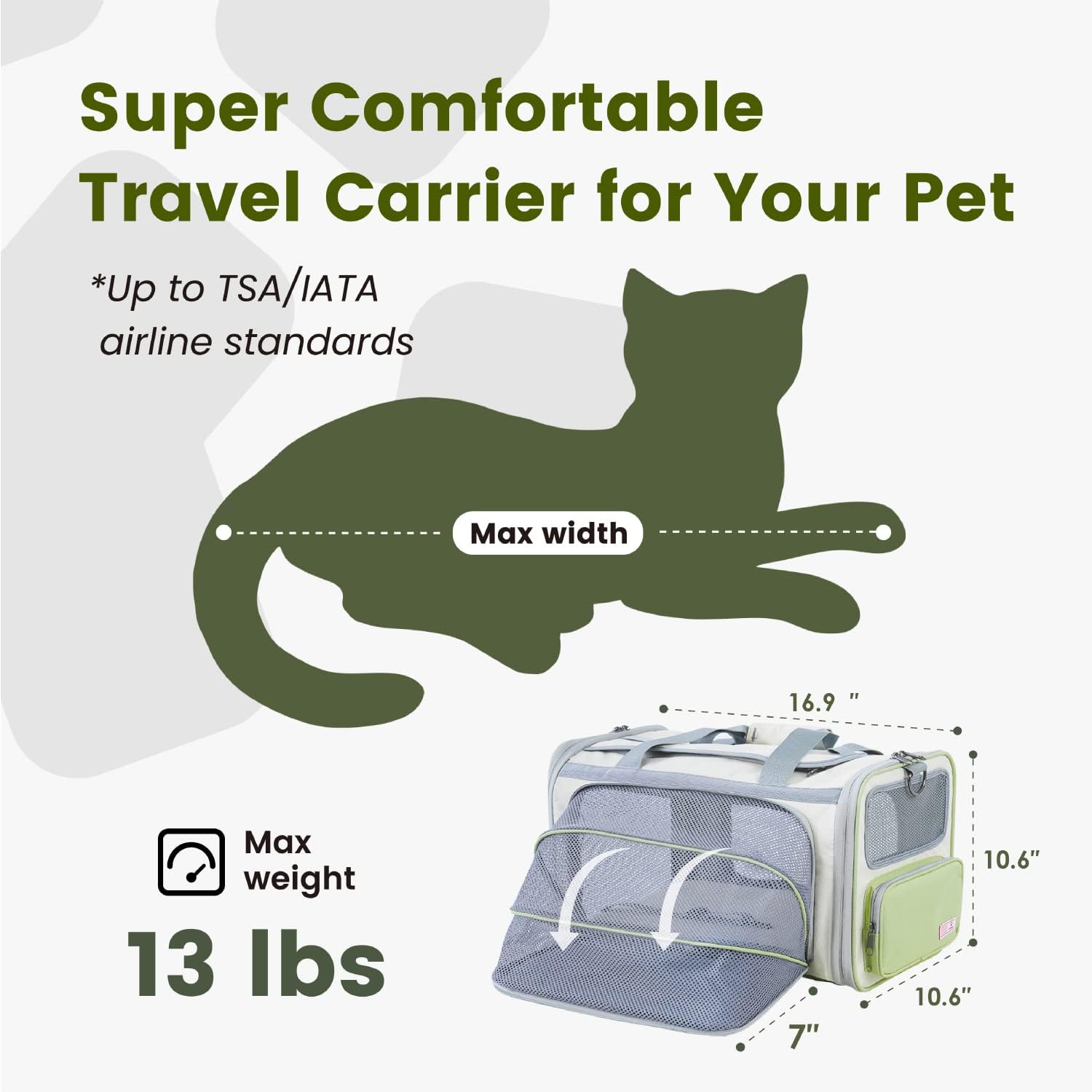 Pawaii Cat Carrier with ID Tag, TSA Airline Approved Soft Sided Collapsible Pet Travel Carrier, Portable Comfortable Convenient Foldable Cat Travel Bag - Image 3