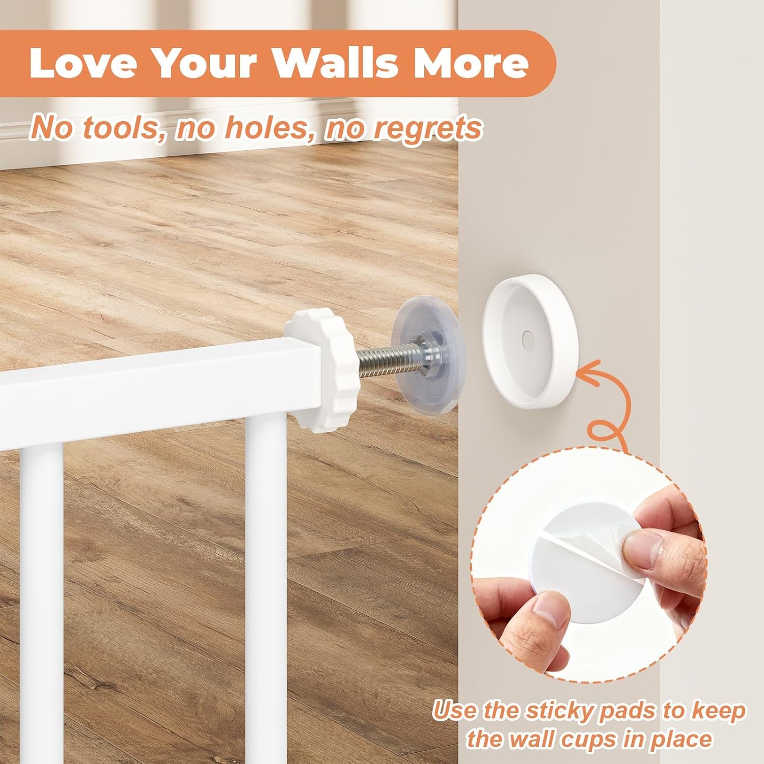 Baby Gate No Drilling, 29"-40" Auto Close Dog Gate Indoor for Doorways & Stairs, Pressure Mounted Adjustable Pet Gate, Easy Walk Through Child Gate for Children & Pets Stroller Friendly, White - Image 6
