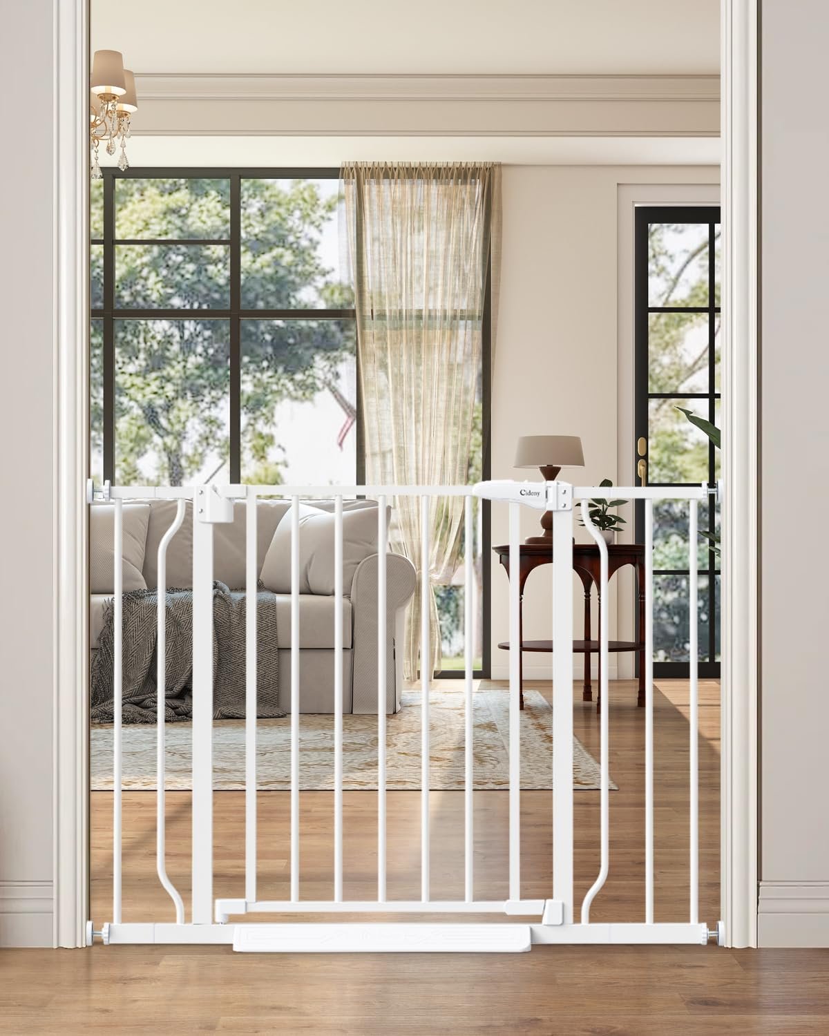 Baby Gate No Drilling, 29"-40" Auto Close Dog Gate Indoor for Doorways & Stairs, Pressure Mounted Adjustable Pet Gate, Easy Walk Through Child Gate for Children & Pets Stroller Friendly, White - Image 9