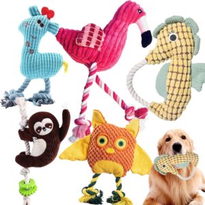 MRSOHRET 5 Pack Plush Dog Toys with...