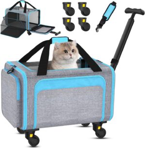 Rolling Pet Carrier with Detachable...
