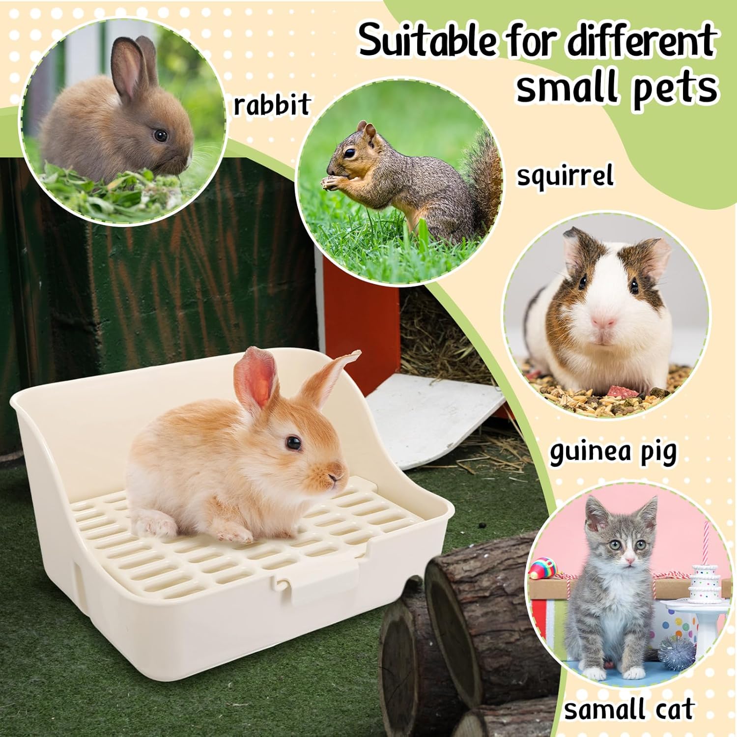 Reallnaive 15 Pcs Rabbit Starter Kit Small Rabbit Litter Box Girls Gift Animal Grooming Kit Bunny Toys Bowl Blankets with Cleaning Set for Guinea Pig Accessories(Multicolor) - Image 5