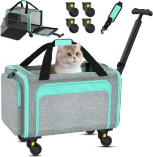 Rolling Pet Carrier with Detachable...