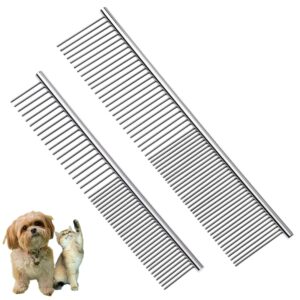 Flezoo 2PCS Dog and Cat Brush, Stai...