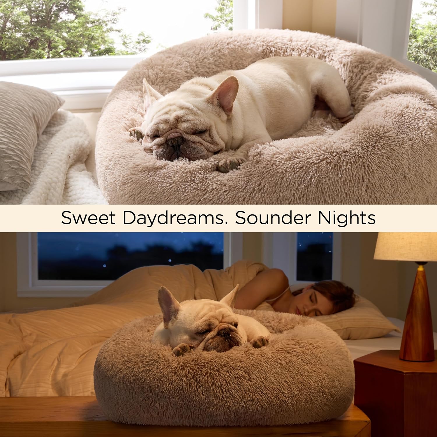 Bedsure Calming Cat Beds for Indoor Cats - Small Cat Bed Washable 20 inches, Anti-Slip Round Fluffy Plush Faux Fur Pet Bed, Fits up to 15 lbs Pets, Camel - Image 4