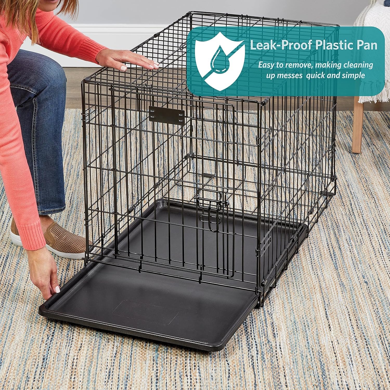 MidWest Homes for Pets 36-Inch iCrate for Medium-Large Breeds, 41-70 lbs, Double Door Folding Dog Crate with Divider Panel, Leak-Proof Tray & Secure Latches, Portable, Durable & Easy to Assemble - Image 4