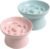 2 Pack Ceramic Slow Feeder Cat Bowl, Raised Puzzle Feeder, Anti-Vomiting, Elevated Food Bowl, Whisker Friendly (Blue, Pink)