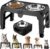 Elevated Dog Bowls for Large Dogs 5 Adjustable Heights 7.5″-15.4″, 2 X-Large 10” Stainless Steel Bowls, Heavy Duty Raised Dog Bowl Stand Foldable Pet Feeder for Dogs Shoulder Height Over 15”, Black