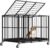 38 Inch Heavy Duty Dog Crate Steel Escape Proof, Dog Kennel Indoor Double Door High Anxiety Cage, Removable Tray, Crate with Wheels,XL