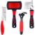 4 Pieces Pet Grooming Kit – Dematting Combs, Slicker Brush, and Steel Comb for Removing Knots and Hair from Dogs, Cats, and Poodles