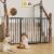 Cumbor 29.7–51.5″ Extra Wide Baby Gate for Stairs, Pressure-Mounted Dog Gates for Doorways & Hallways, Auto-Close Walk-Through, No-Trip Design, Child Proof Safety, Dog/Pet Gate for Indoor Use, Black