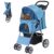 ZENY Foldable Pet Stroller, Cat/Dog Stroller with 4 Wheel, Pet Travel Carrier Strolling Cart with Storage Basket, Cup Holder (Blue)