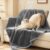 Luciphia Waterproof Bed Blanket Washable, Soft Sherpa Fleece Puppy Reversible Throw Blankets for Small, Medium Dog Cat, Furniture Cover Protector Couch from Liquid Pee and Pet Fur,Light Grey,57″ x 40″