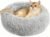 Cat Bed – Calming Cat Bed for Small Kittens Donut Washable Round for Indoor Kittens and Puppies, Anti-Slip Round Fluffy Plush Faux Fur, Small, Light Grey