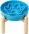 Ceramic Slow Feeder Dog Bowls, Raised, 3 Cups Elevated Slow Feeder with Wooden Stand for Medium Large Breed, Puzzle Dog Food Bowl (Blue)