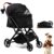 Bicystar Pet Stroller for Small Medium Dogs Cats Up to 45 lbs, Travel Lite Collapsible, All Terrain 4 Wheels for Jogging, Running, Black