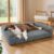Bedsure ComfyFleece™ Orthopedic Dog Beds Large Sized Dog, Waterproof Memory Foam Pet Couch Sofa with Sides, Non-Slip Bottom and Egg-Crate Foam Large Pet Bed with Washable Corduroy Cover, Grey