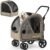 PAWZIDEA 3-in-1 Large Dog Stroller with Detachable Carrier up 100lbs, Foldable Dog Crate for Car Travel, All-Terrain Pet Stroller for 2 Medium Dogs, Jogger Wheels, Adjustable Handle, Stroage Organizer